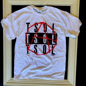 White 2009 Original T.S.O.L rare vintage retro Anarchy symbol t-shirt